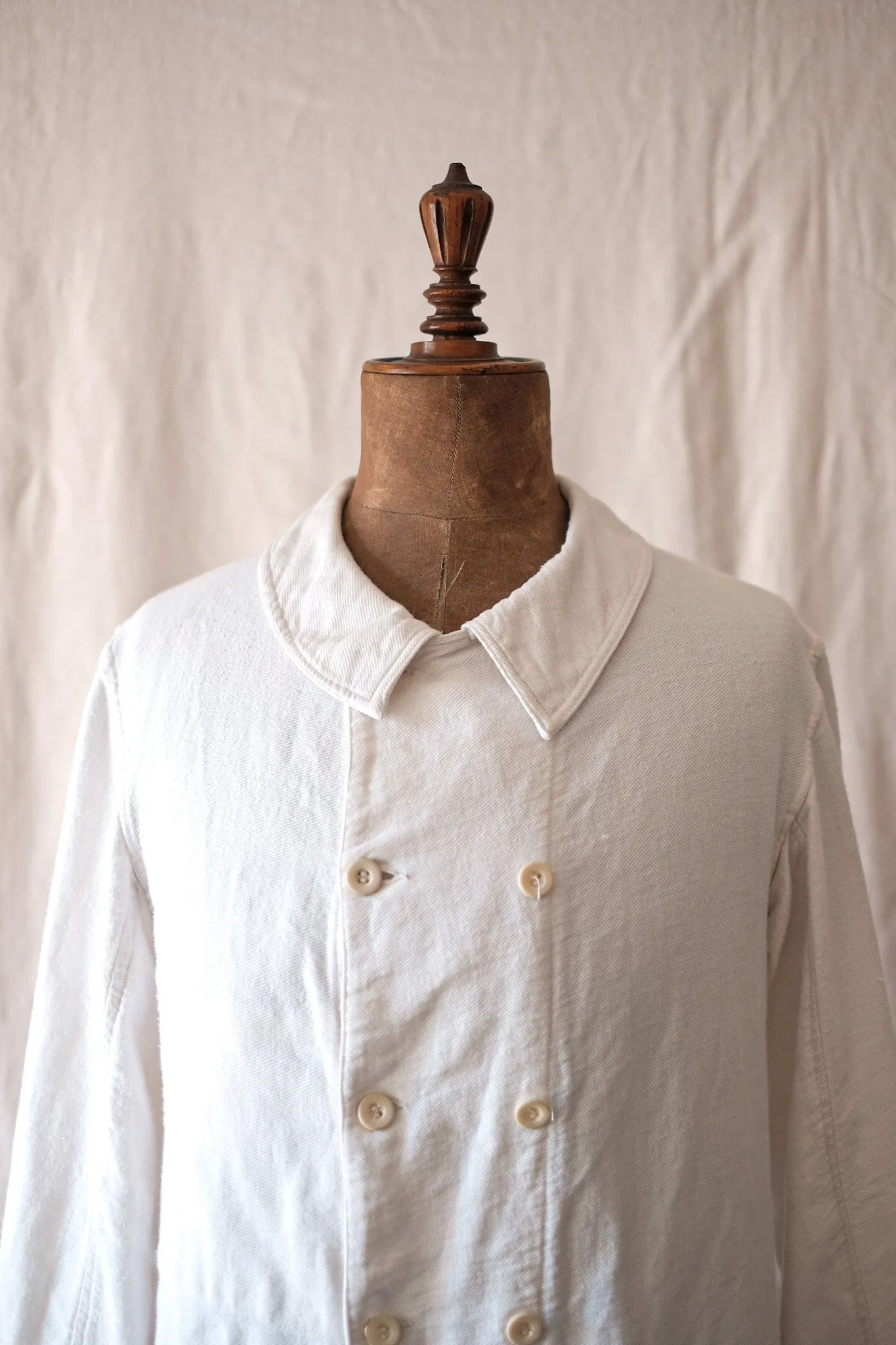 [~ 30's] Veste en lin en coton blanc vintage à double seins vintage