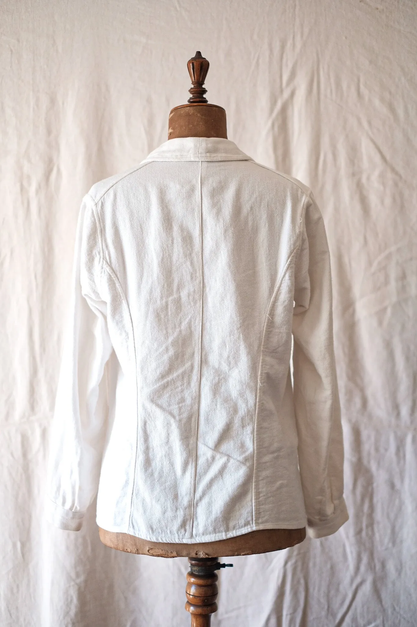 [~ 30's] Veste en lin en coton blanc vintage à double seins vintage