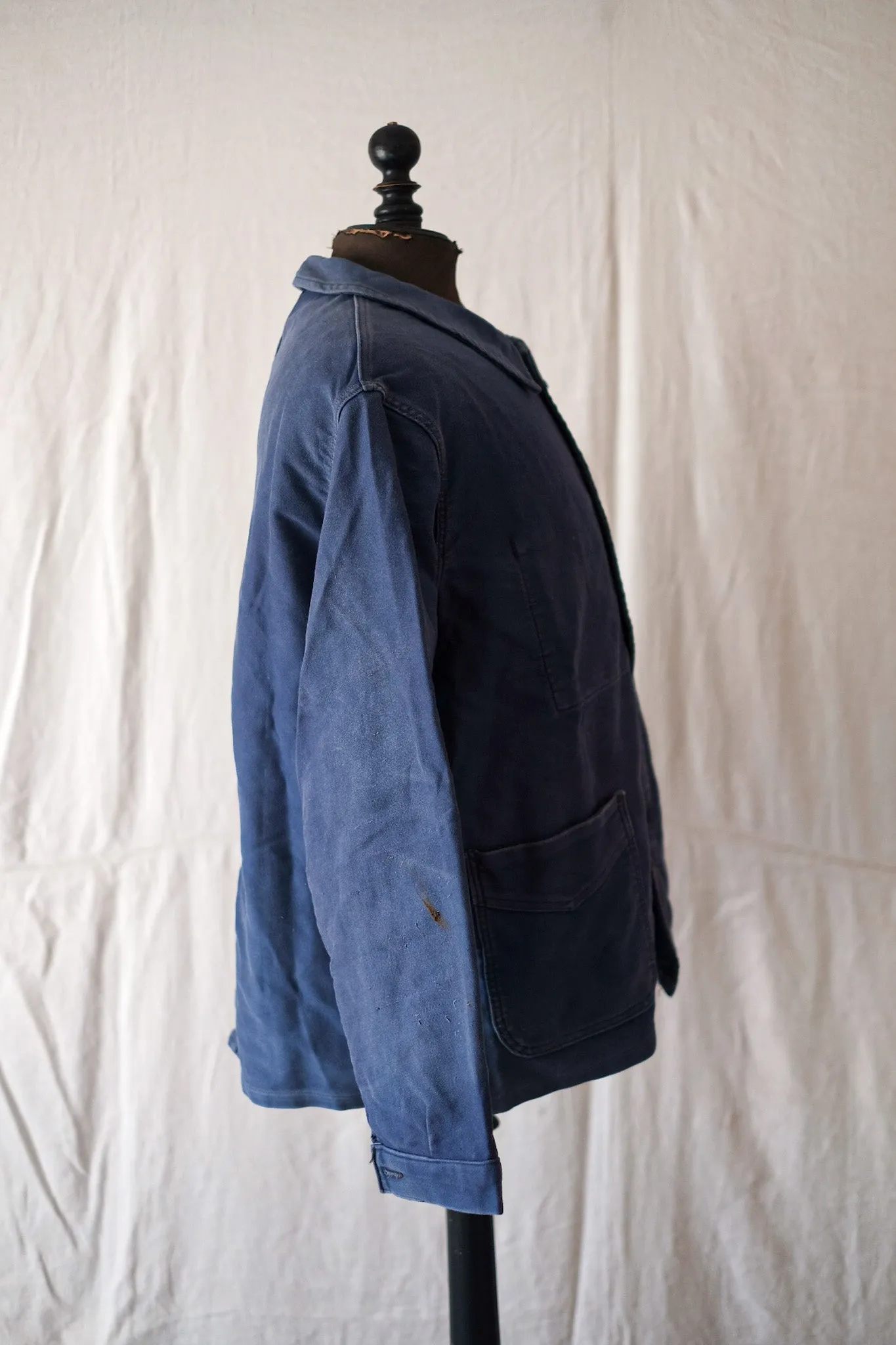 [~ 50's] Veste de travail de moleskin bleu vintage française 