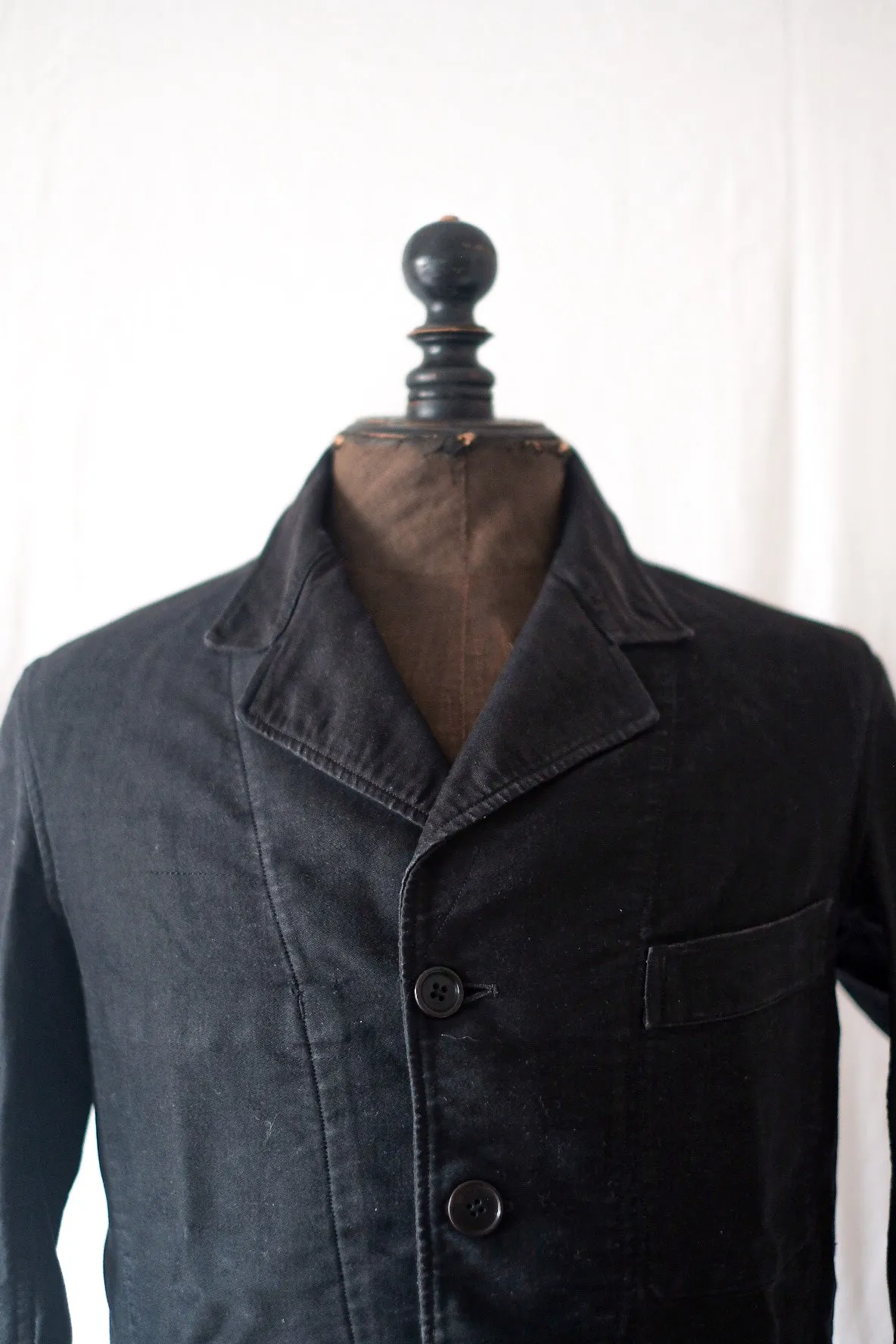 [~ 50's] Veste de travail de moleskin noire vintage française