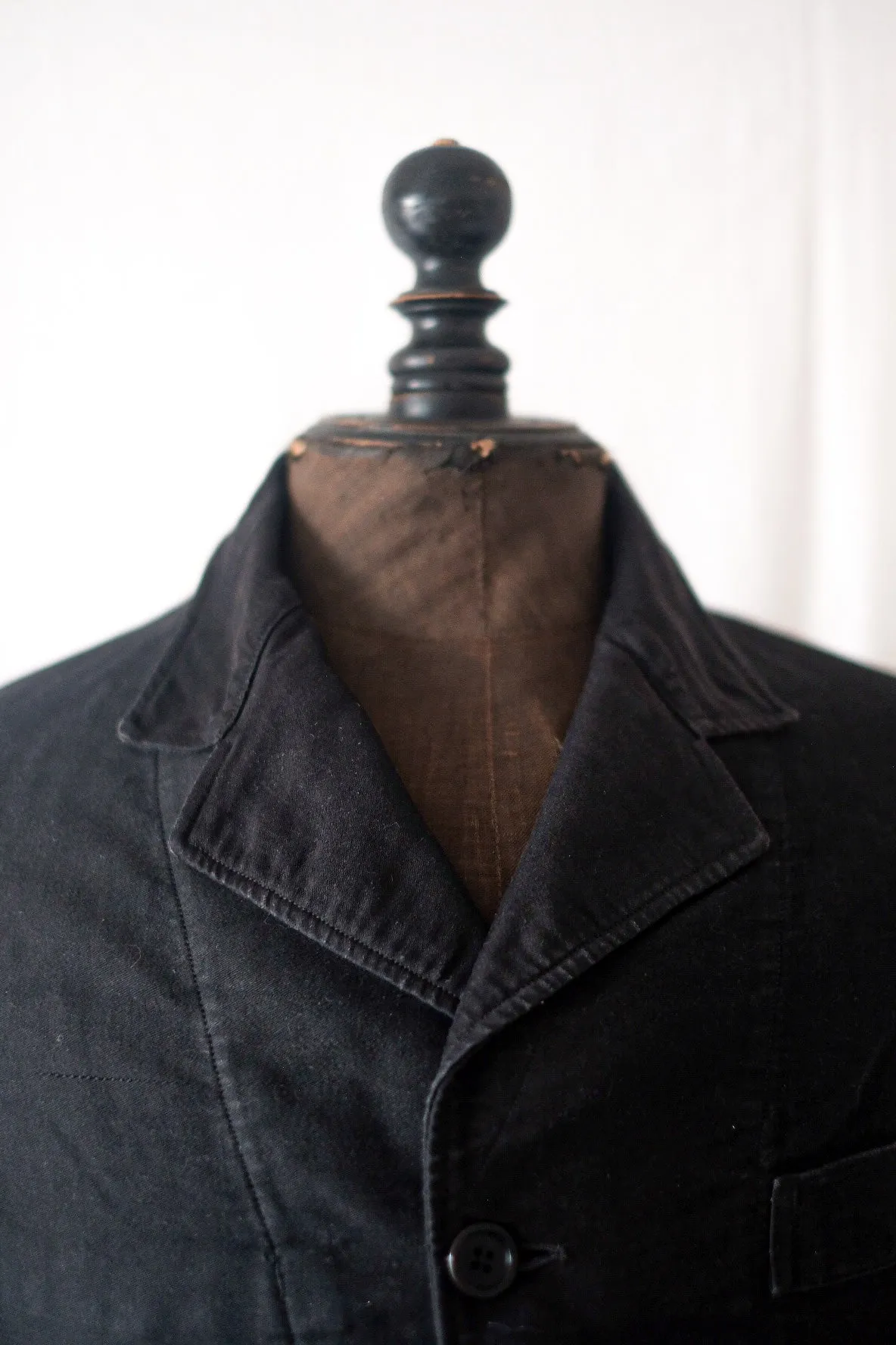 [~ 50's] Veste de travail de moleskin noire vintage française