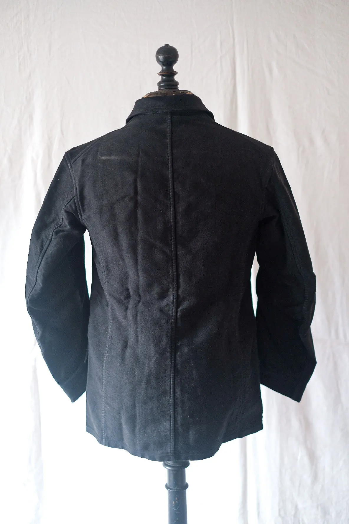 [~ 50's] Veste de travail de moleskin noire vintage française