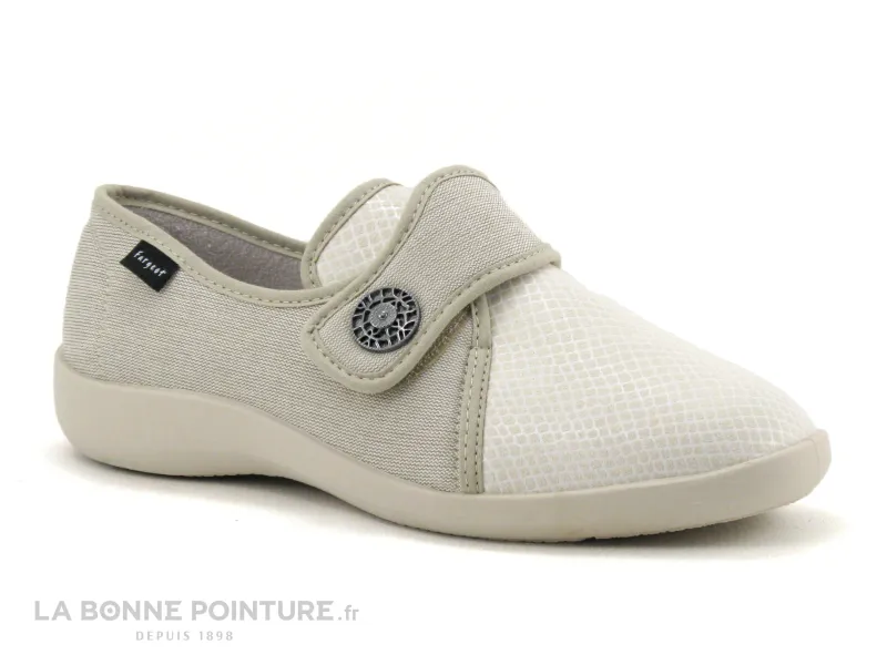 Achat chaussures PodoWell Femme Pantoufle Chausson, vente Fargeot UNIFIK Beige - Chausson Femme avec bride a scratch