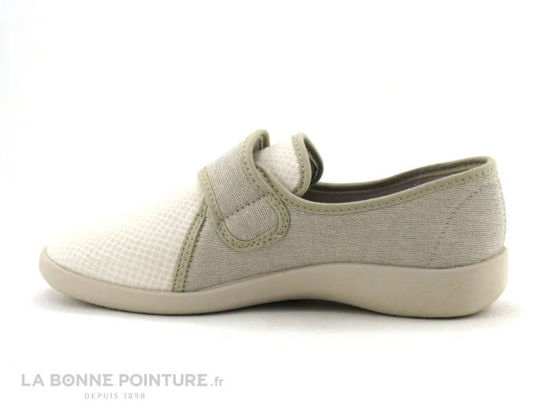 Achat chaussures PodoWell Femme Pantoufle Chausson, vente Fargeot UNIFIK Beige - Chausson Femme avec bride a scratch