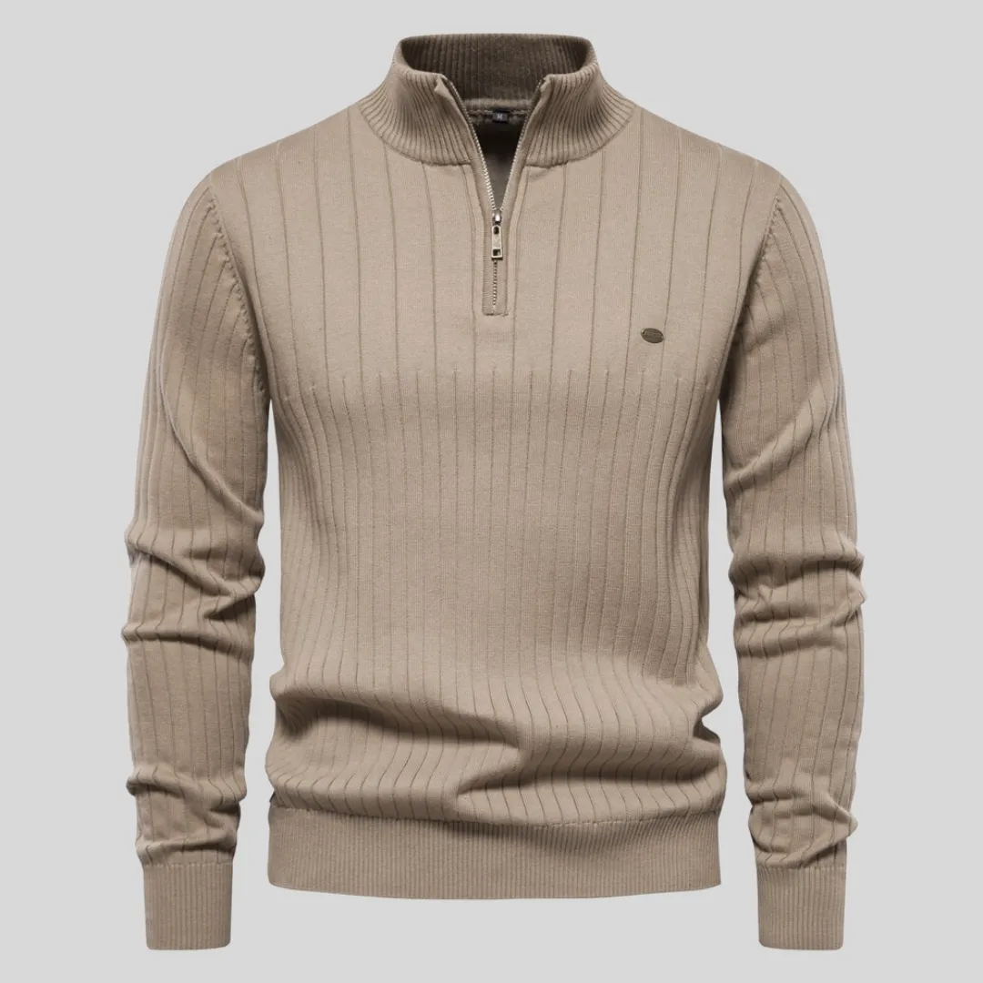 Andreas - Le pull zippé gris pour homme