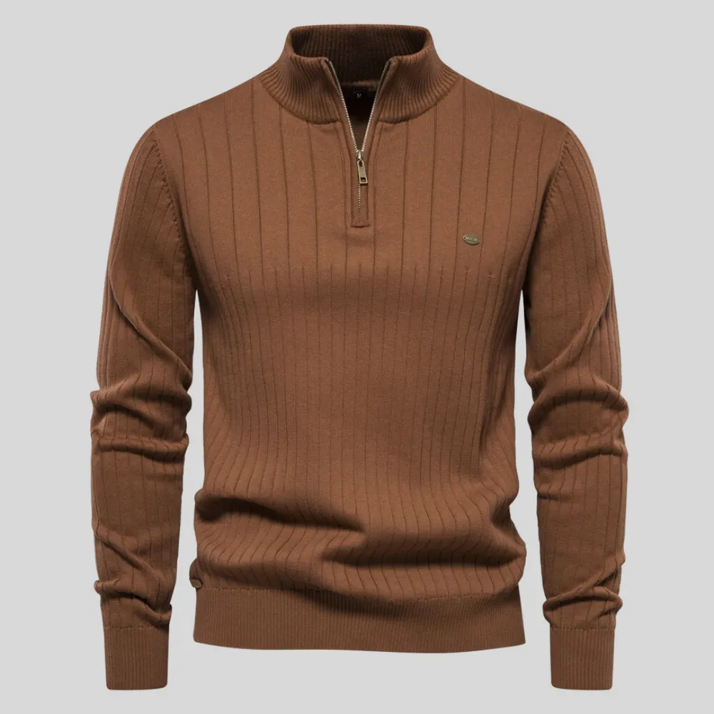 Andreas - Le pull zippé gris pour homme