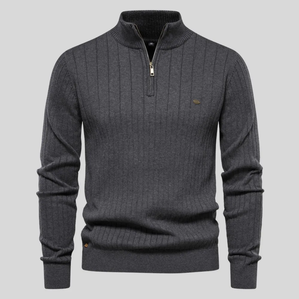 Andreas - Le pull zippé gris pour homme