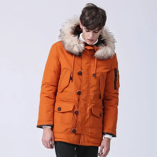 Anorak hiver avec capuche à fourrure pour homme