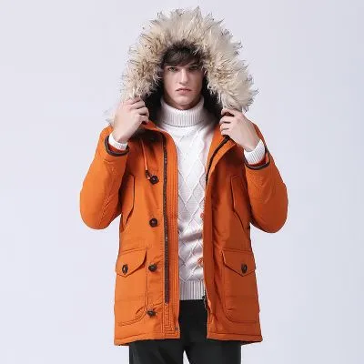 Anorak hiver avec capuche à fourrure pour homme