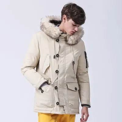 Anorak hiver avec capuche à fourrure pour homme