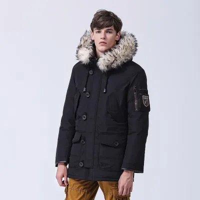 Anorak hiver avec capuche à fourrure pour homme