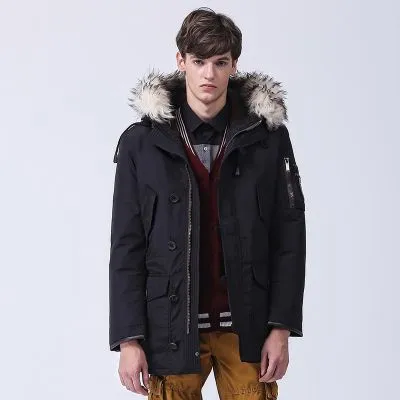 Anorak hiver avec capuche à fourrure pour homme