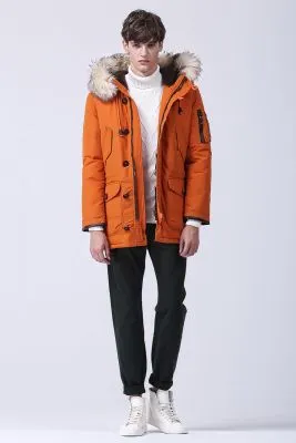 Anorak hiver avec capuche à fourrure pour homme