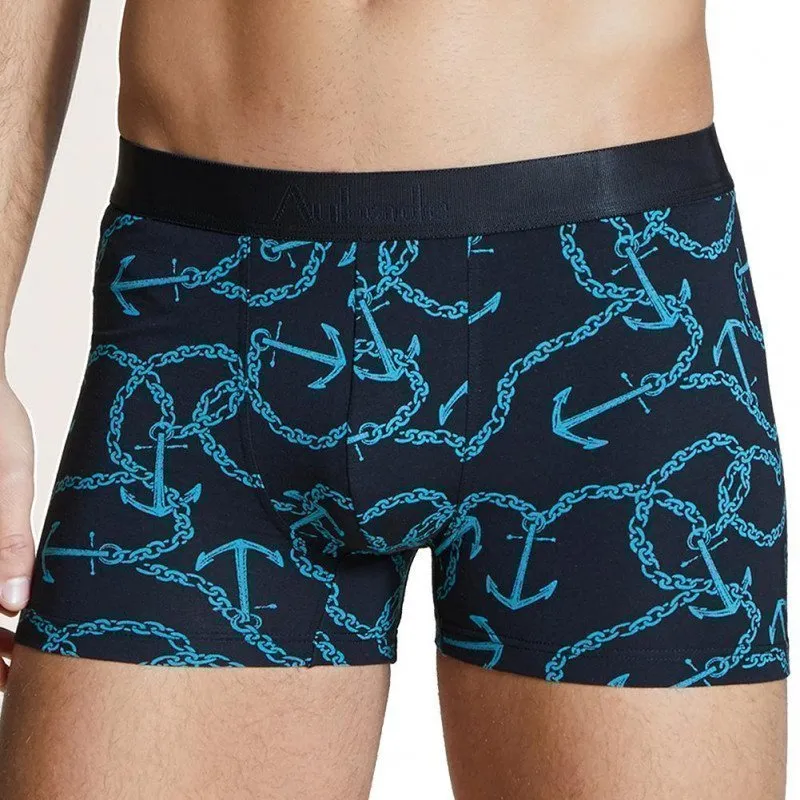 AUBADEMEN Boxer Homme Coton Modal ANCHOR Marine