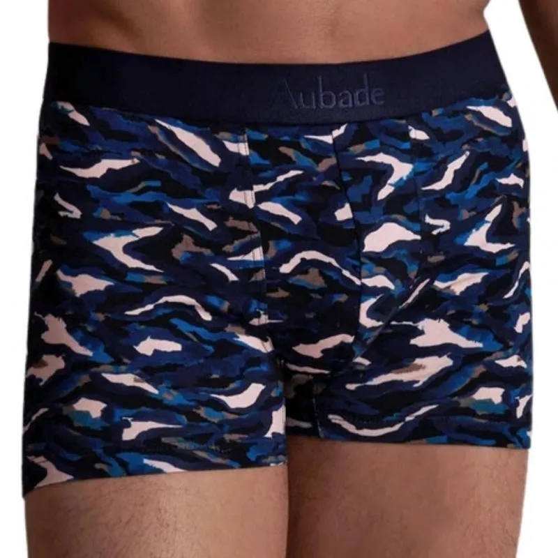 AUBADEMEN Boxer Homme Coton Modal BPLA Bleu Noir