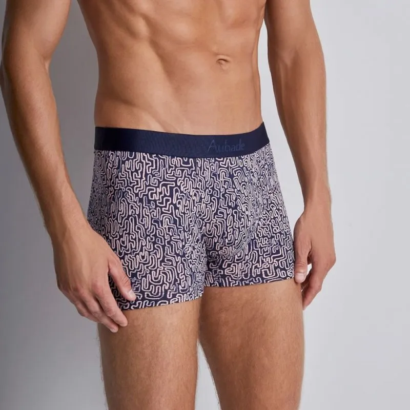 AUBADEMEN Boxer Homme Coton Modal NEWC Bleu