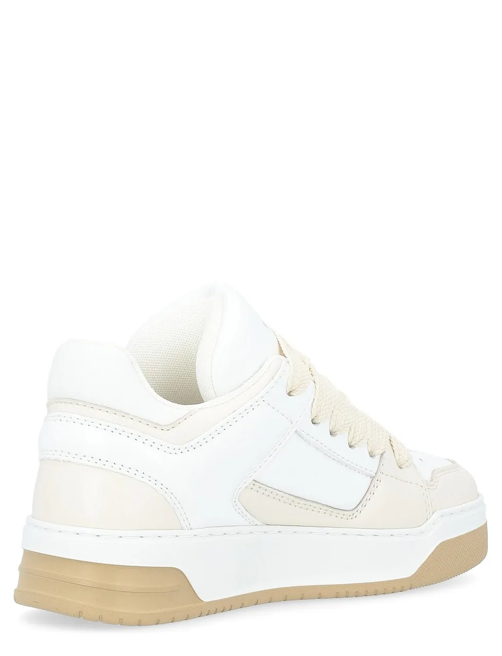 Baskets Hogan Chamallow en cuir et nappa lisse ivoire et blanc