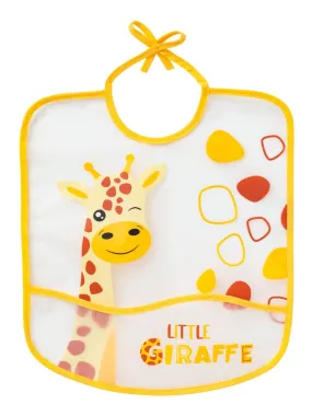 Bavoir 6 mois imperméable à poche 28x32 cm - Girafe - Jaune