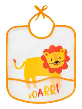 Bavoir 6 mois imperméable à poche 28x32 cm - Lion - Orange