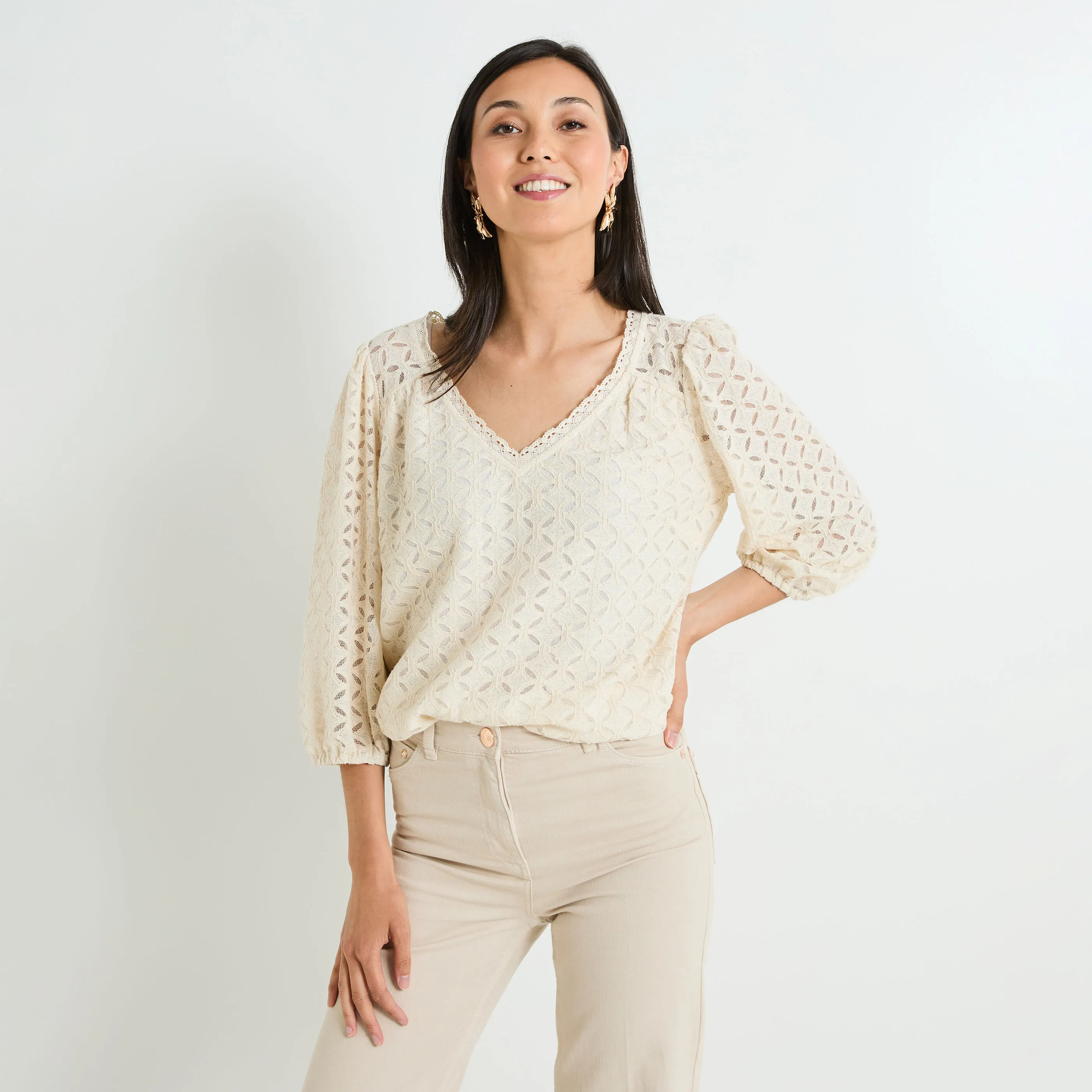 Blouse ajourée femme