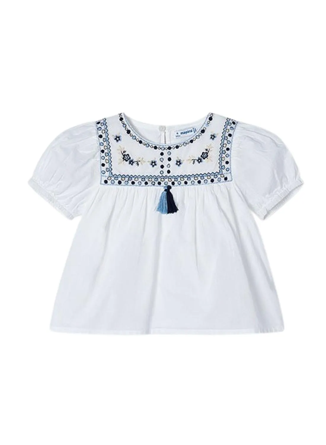 Blouse Mayoral Broderies Blanc Pour Fille