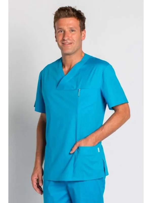 Blouse médicale Bleue Turquoise stretch Homme