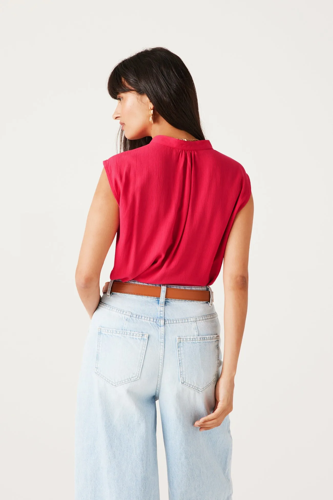 Blouse sans manches Femme - Framboise