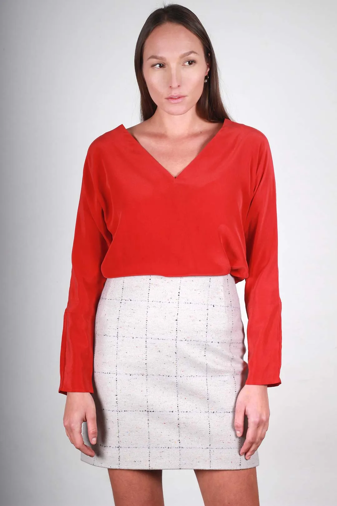 Blouse soie lavée rouge Edith