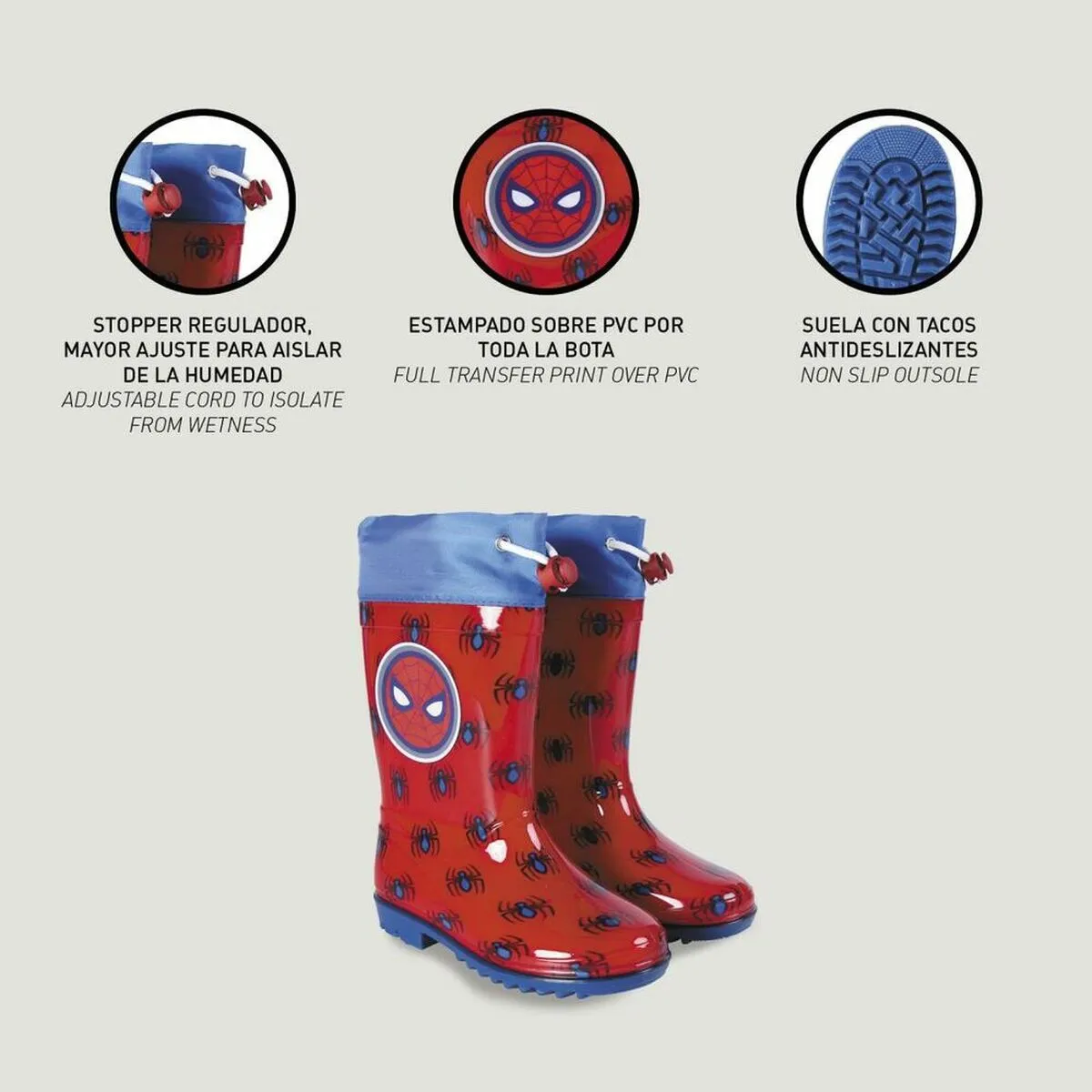 Bottes en Caoutchouc pour Enfants Spiderman Rouge