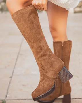 Bottes femme camel à talon - Elinor