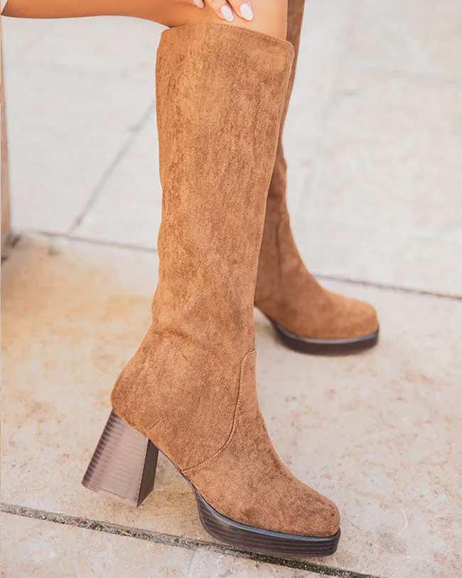 Bottes femme camel à talon - Elinor