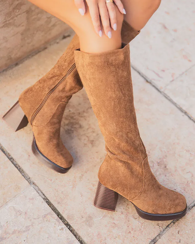 Bottes femme camel à talon - Elinor