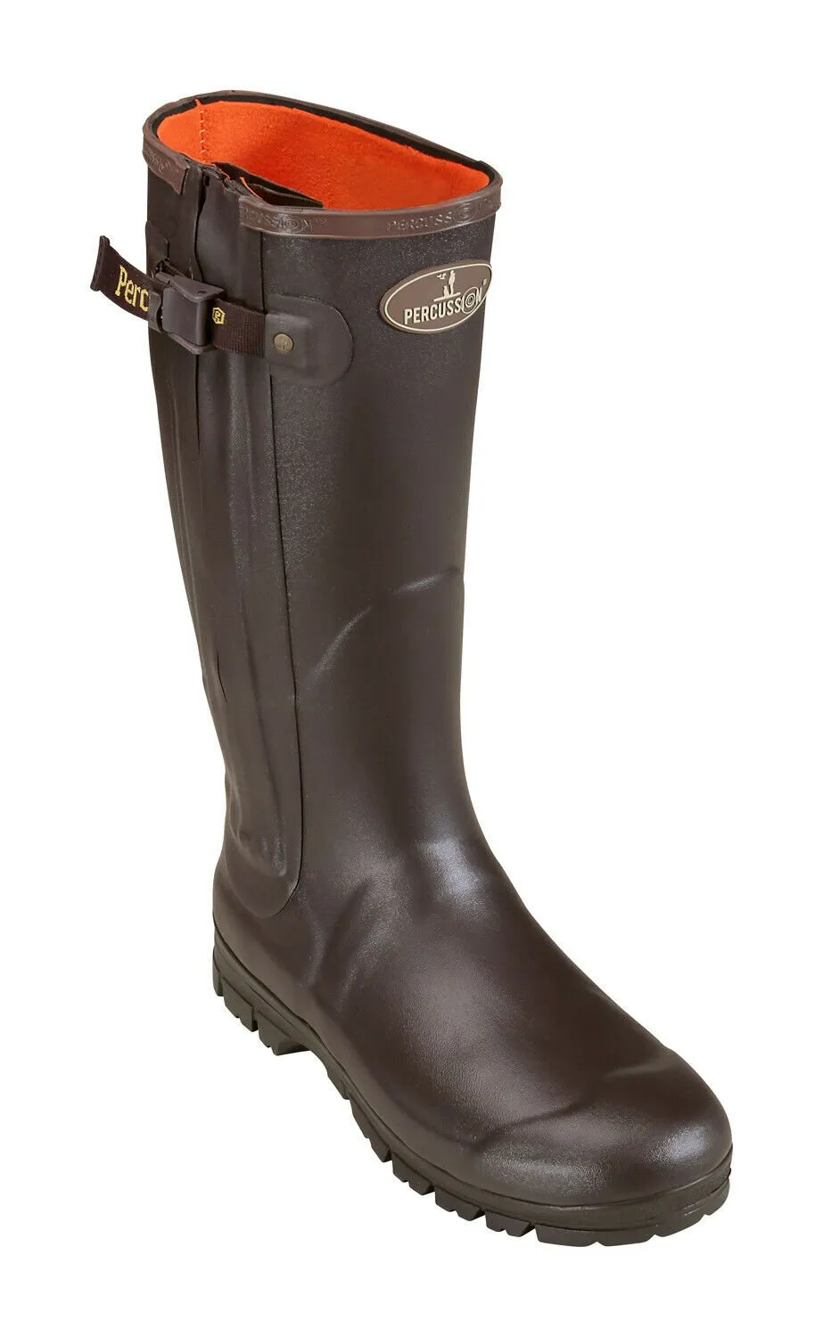 Bottes hommes rambouillet néoprène full zip marron PERCUSSION