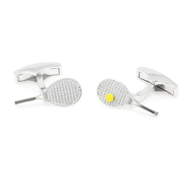 Boutons de manchette argent massif tennis Key Biscane