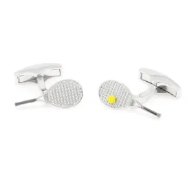 Boutons de manchette argent massif tennis Key Biscane