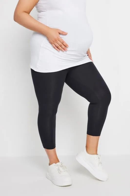 BUMP IT UP MATERNITY - Legging Pantacourt Noir Stretch en Jersey