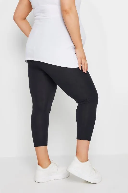 BUMP IT UP MATERNITY - Legging Pantacourt Noir Stretch en Jersey