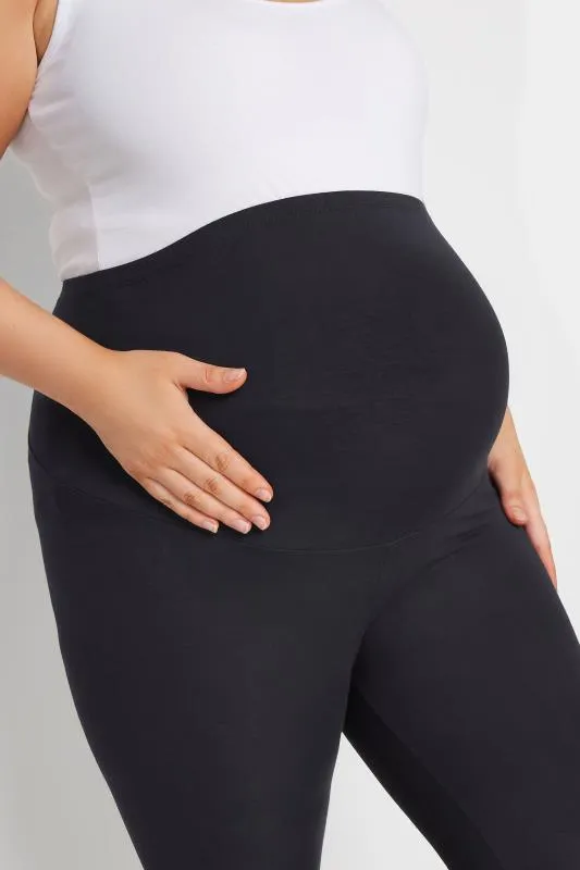 BUMP IT UP MATERNITY - Legging Pantacourt Noir Stretch en Jersey