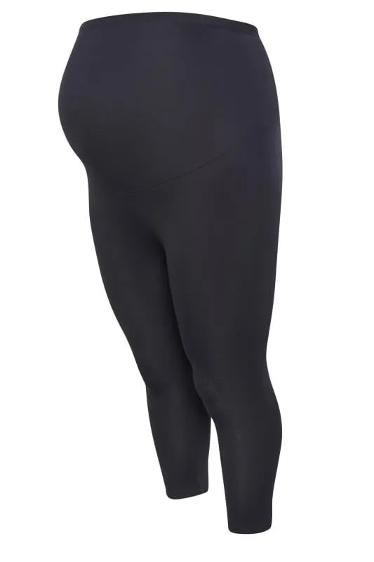 BUMP IT UP MATERNITY - Legging Pantacourt Noir Stretch en Jersey