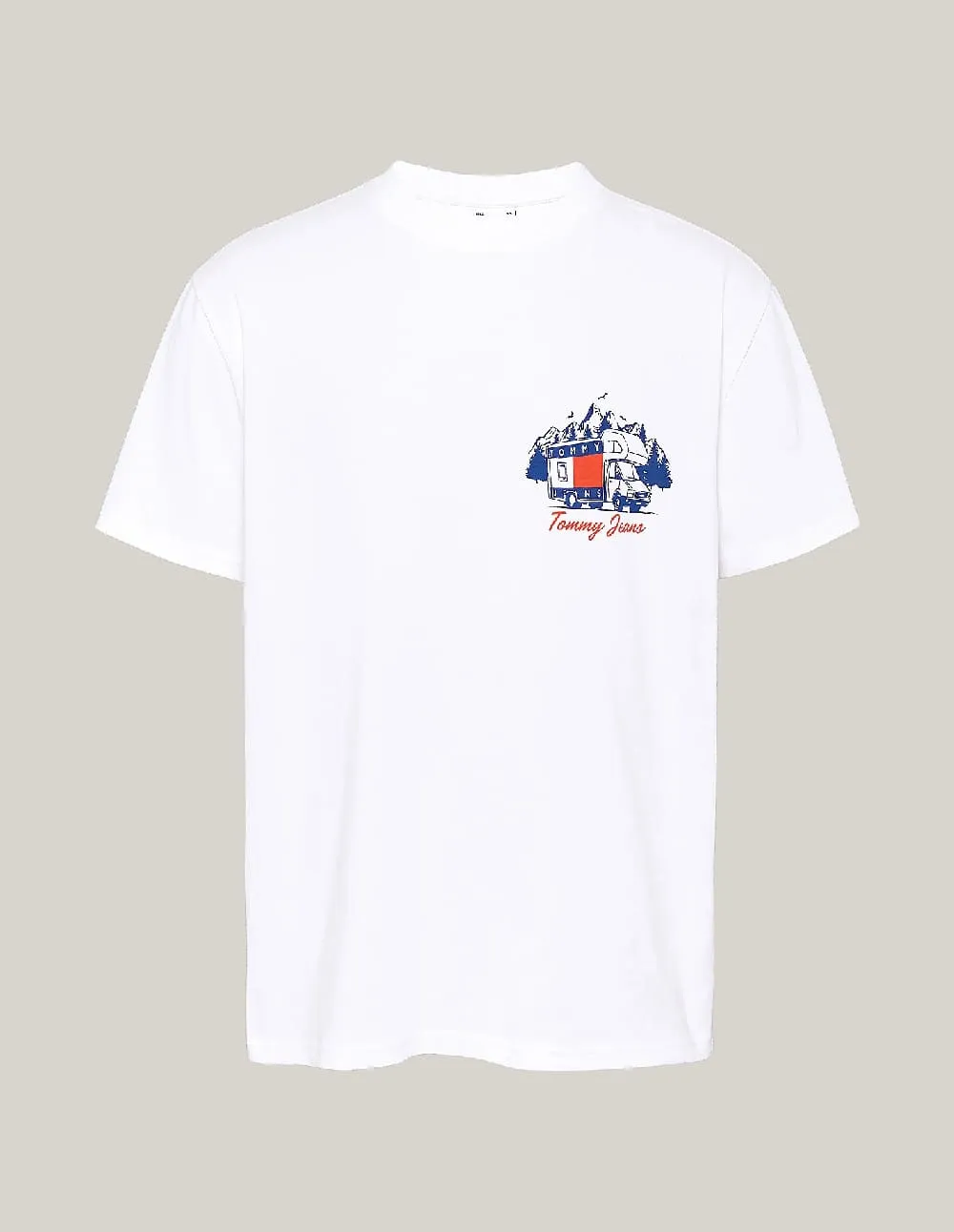 Camiseta Tommy Jeans con Eslogan Gráfico Blanca Hombre