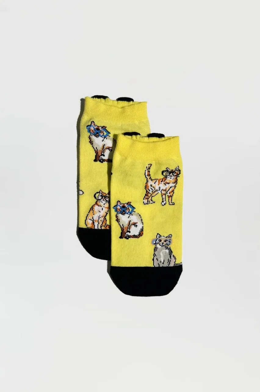 Chaussettes basses motif chats