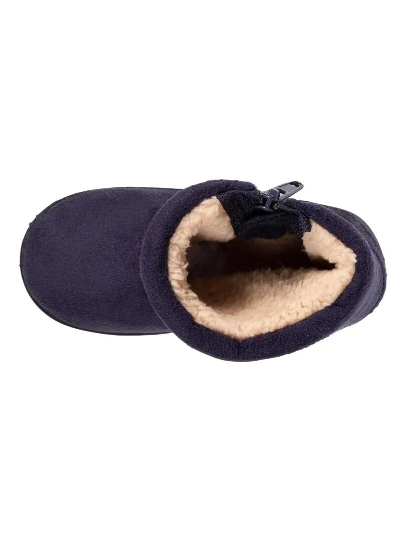 Chaussons bottillons zip Bébé Marine - Bleu marine