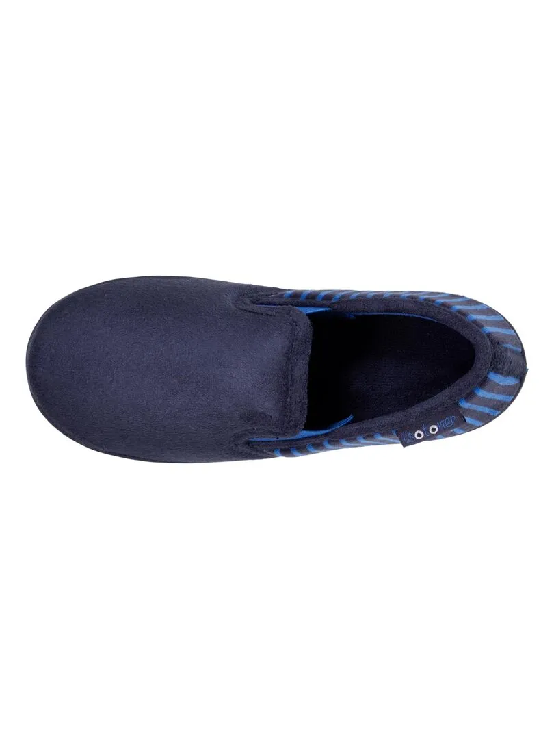 Chaussons mocassins Junior rayées Marine - Bleu marine