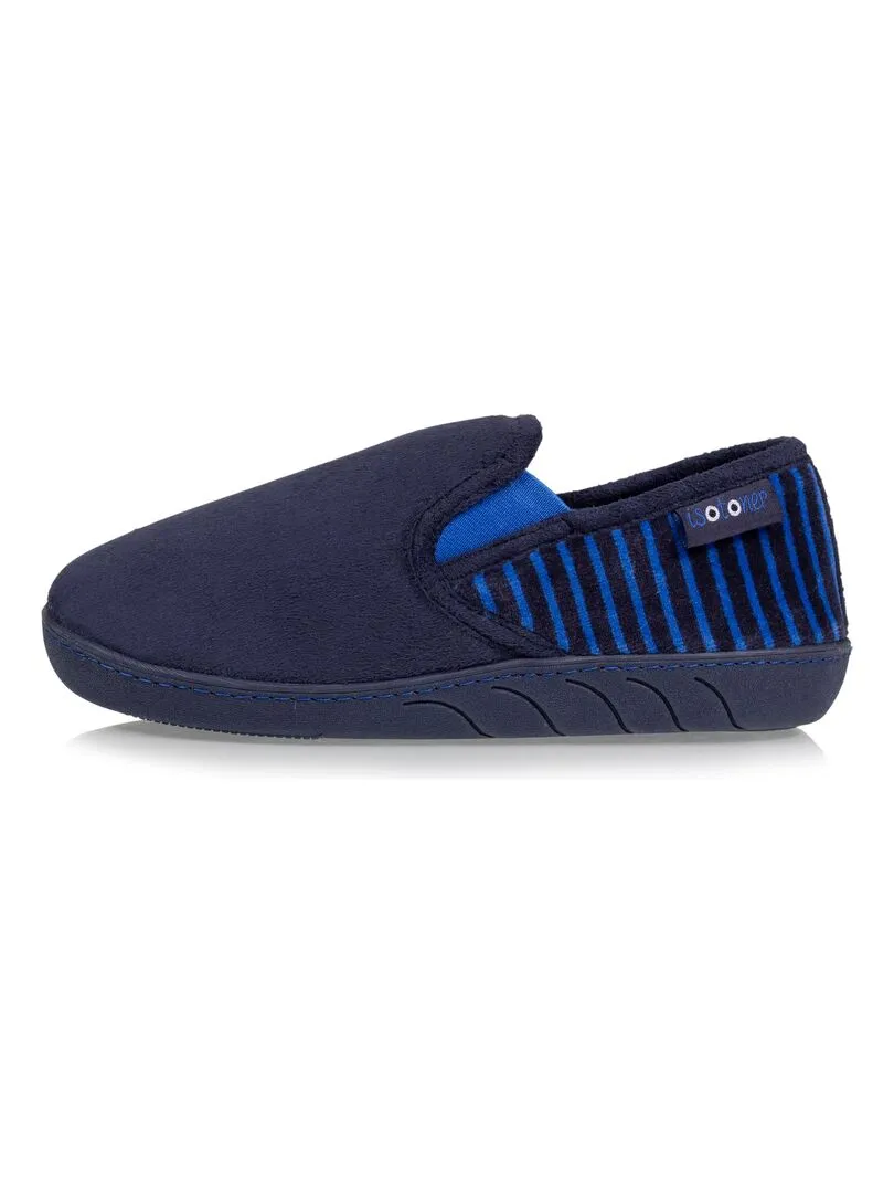 Chaussons mocassins Junior rayées Marine - Bleu marine