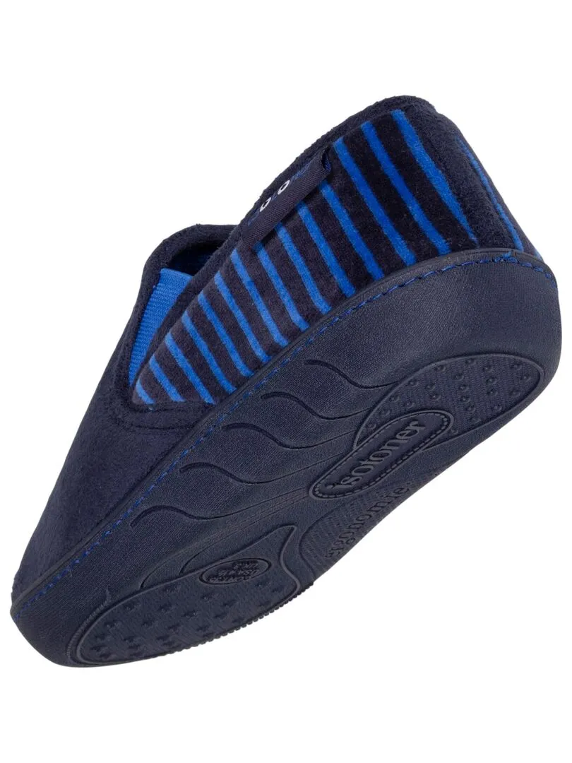 Chaussons mocassins Junior rayées Marine - Bleu marine