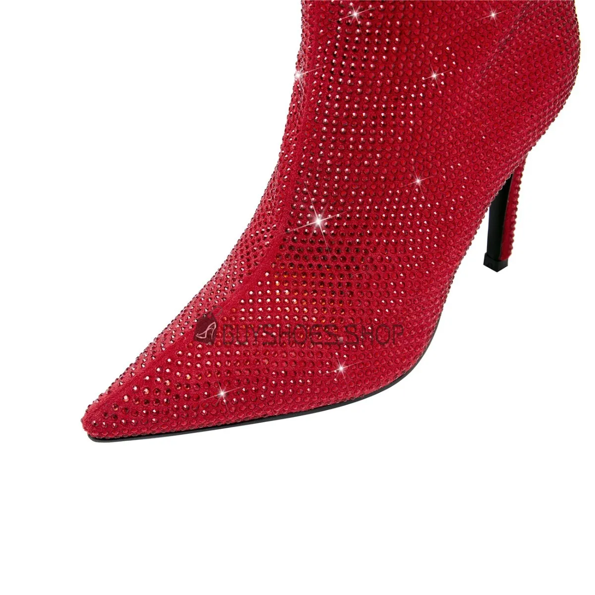 Chaussure De Soirée Talons Hauts Avec Strass Moderne Bottes Haute Chaussures Ceremonie Paillettes Daim Brillante