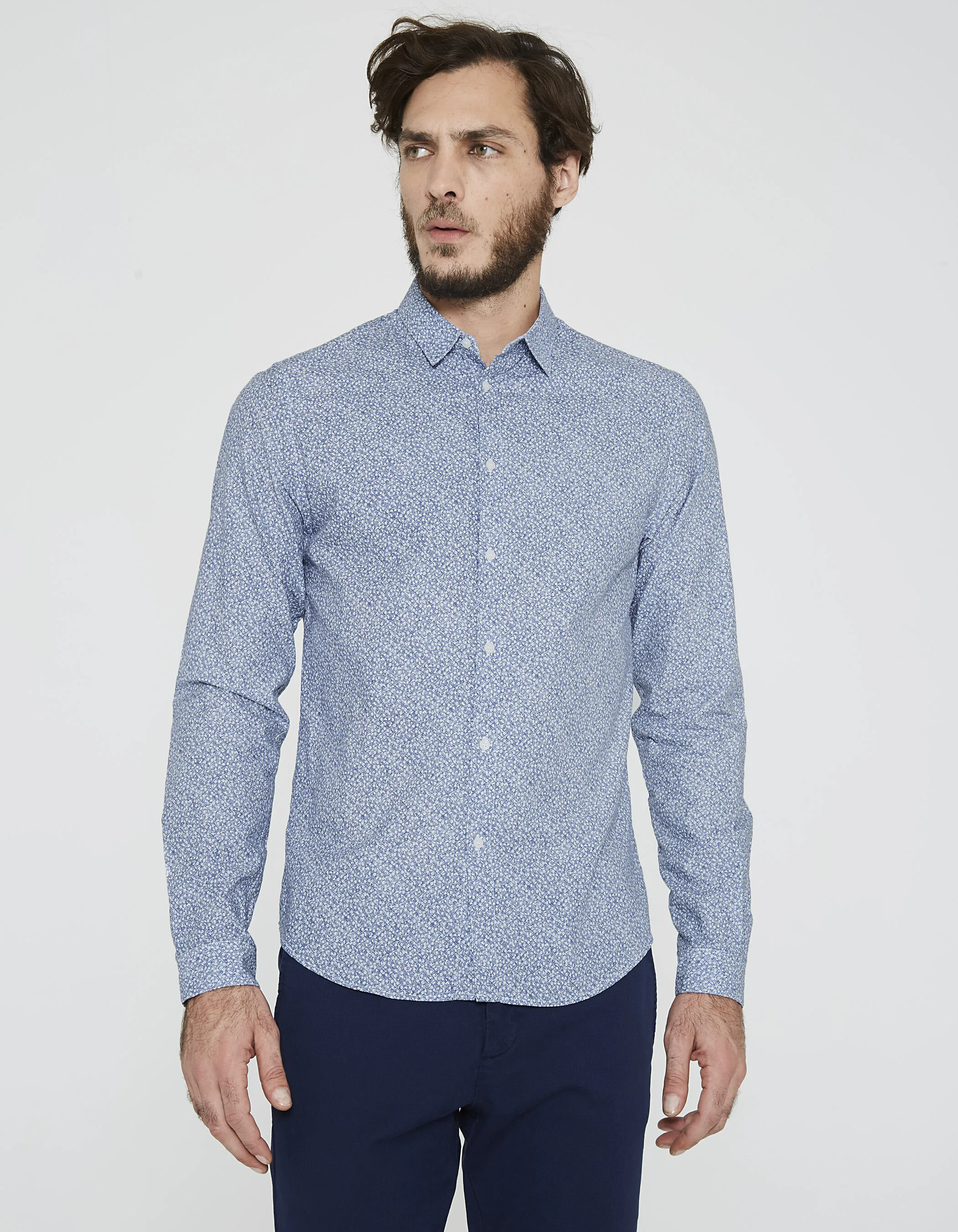 Chemise bleu indigo délavé homme 