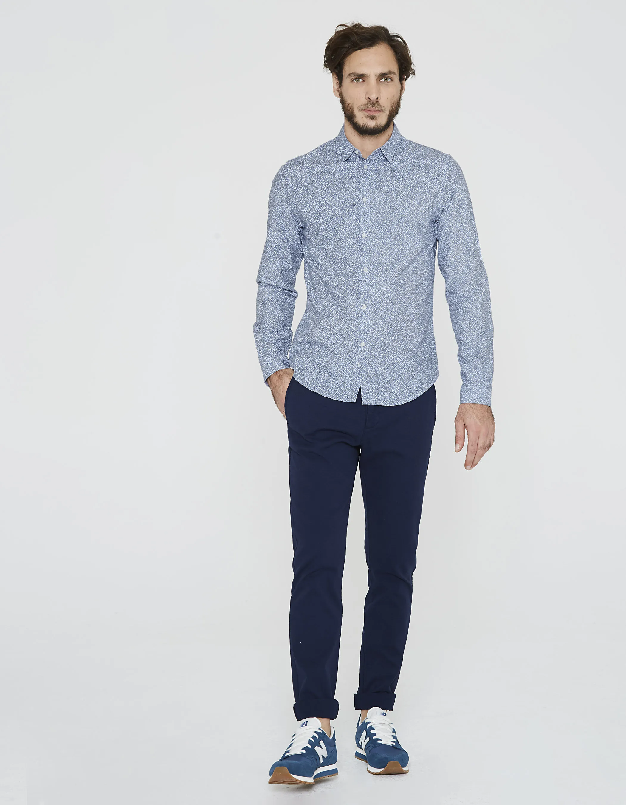 Chemise bleu indigo délavé homme 