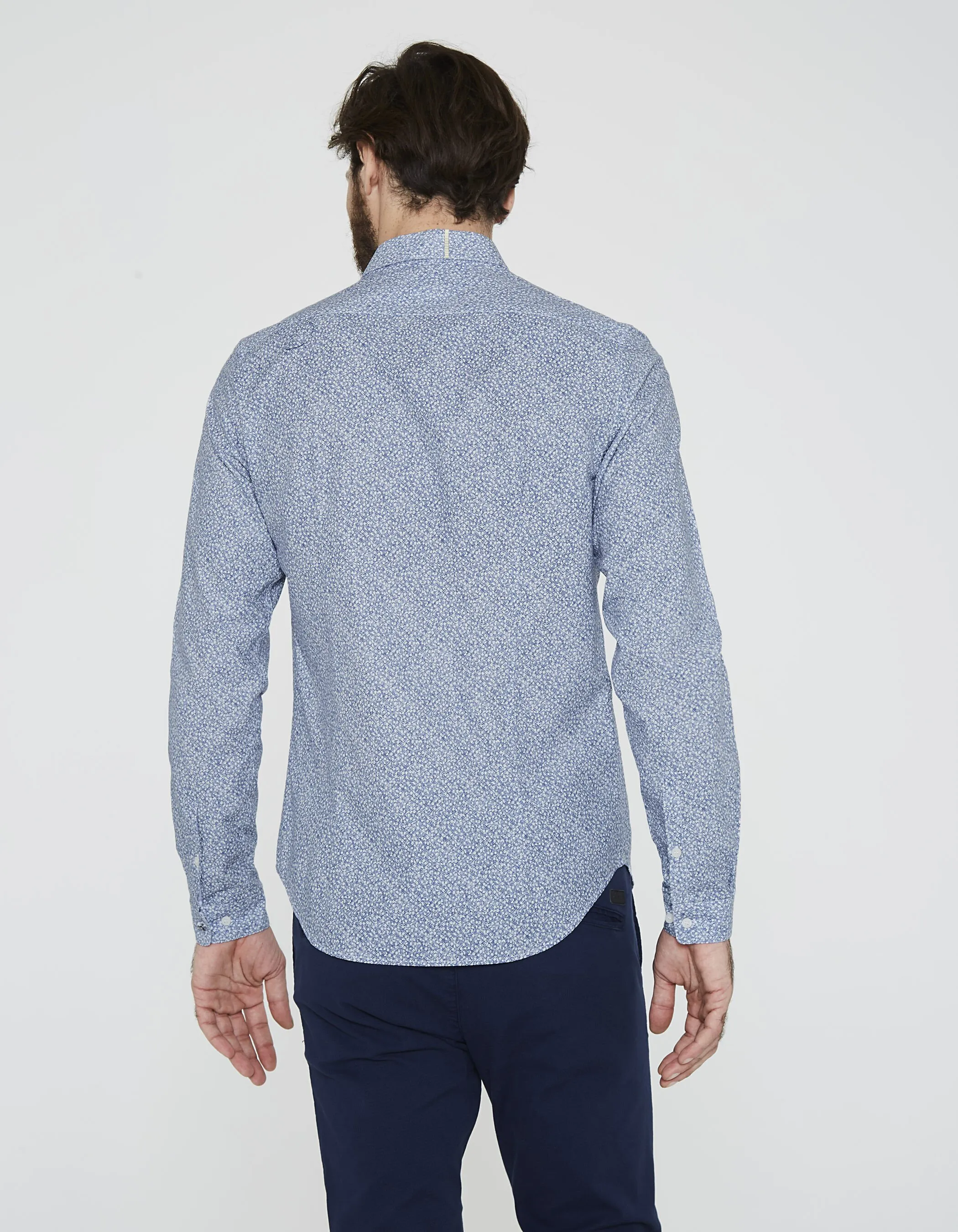 Chemise bleu indigo délavé homme 