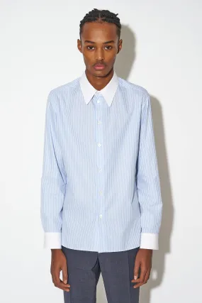 Chemise coupe droite en popeline de coton uni et rayé